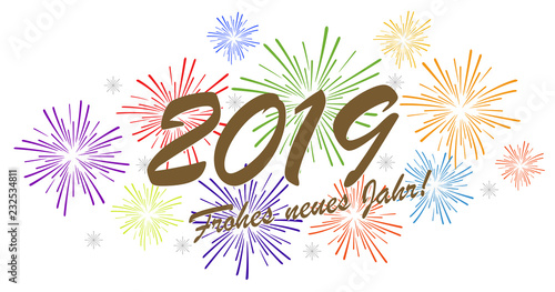 Happy New Year 2019 fireworks concept