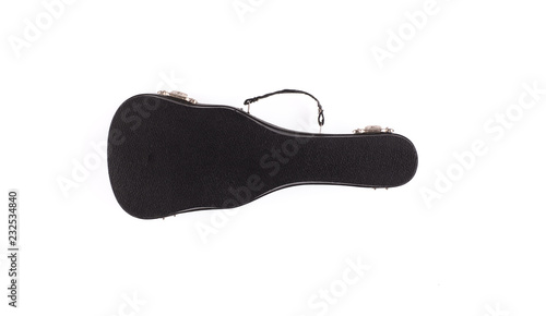 black guitar case on a white isolated background
