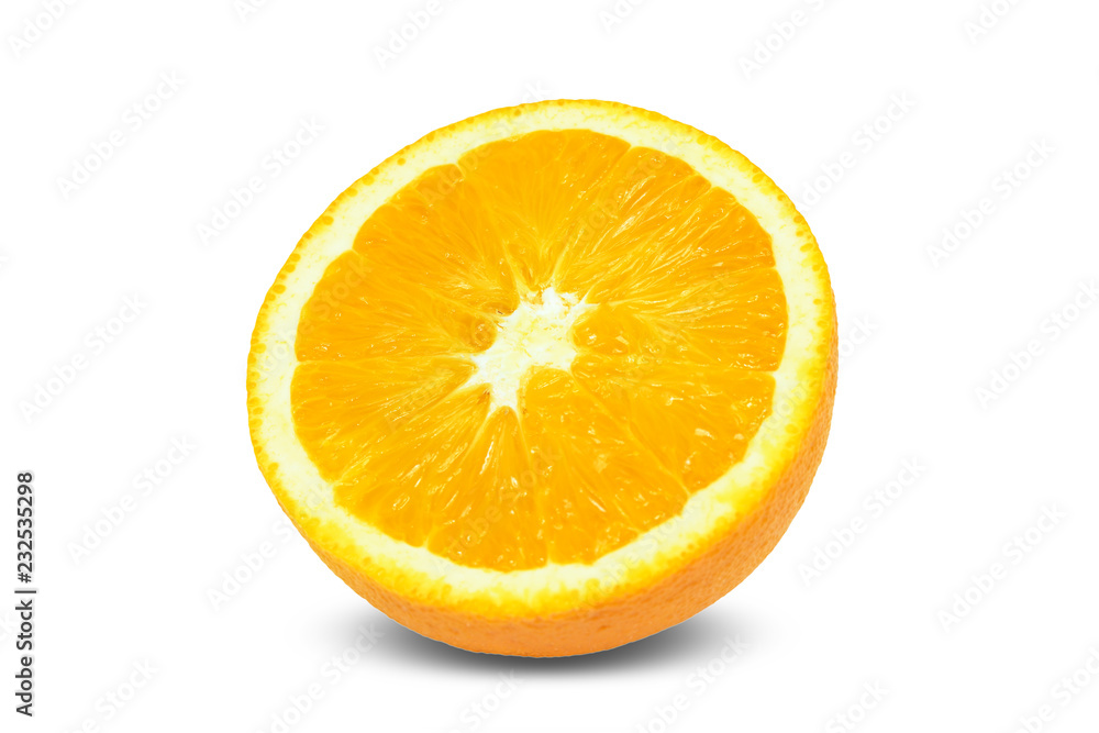 Slice of Half Orange isolated on white background Slice of Half Orange isolated on white background