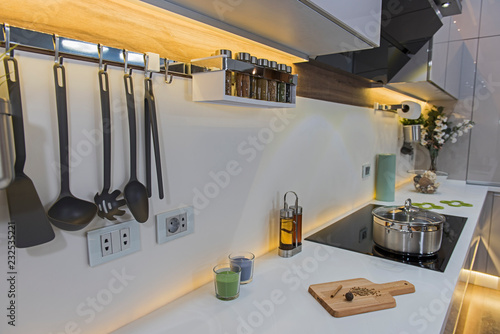 Modern kitchen in a luxury apartment