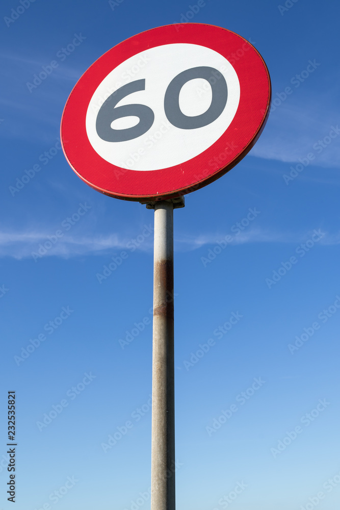 Dutch road sign: speed limit 60 km/h Dutch road sign: speed limit 60 km/h