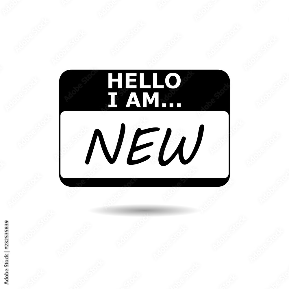Black Hello I Am, black card icon or logo Black Hello I Am, black card icon or logo