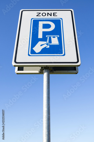 Dutch road sign: start of a toll ticket parking zone