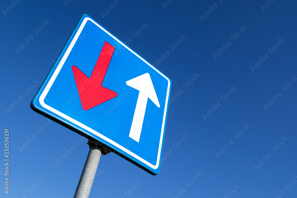 Dutch road sign: priority over oncoming vehicles Dutch road sign: priority over oncoming vehicles