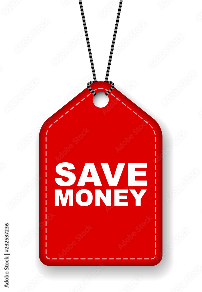 red vector banner save money