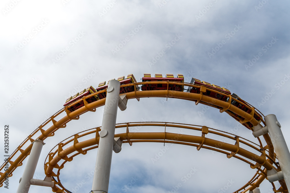 Roller coaster curve down view with copy space Roller coaster curve down view with copy space