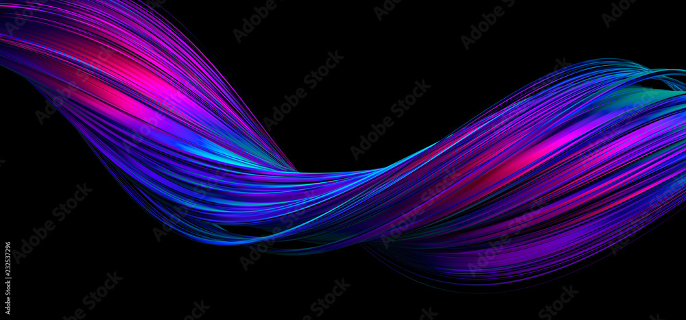 Abstract 3d rendering of twisted lines. Modern background design, illustration of a futuristic shape - obrazy, fototapety, plakaty 