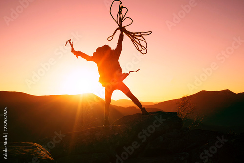 Trekking in the Mountains with a huge backpack