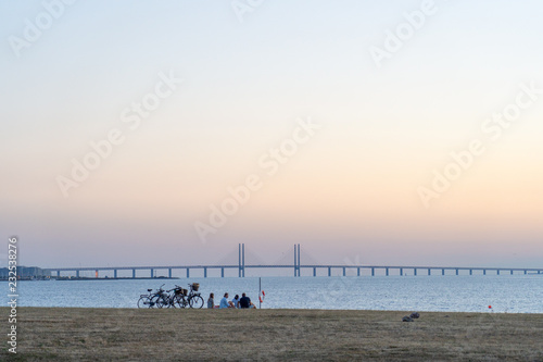 Sunset over Öresundsbron with friends