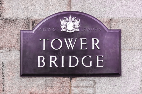 Tower Bridge plate, London, UK
