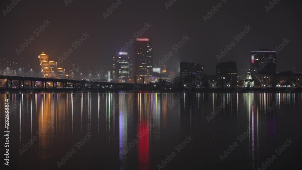 Night city timelapse. Dnepr, Ukraine. Night city timelapse. Dnepr, Ukraine.