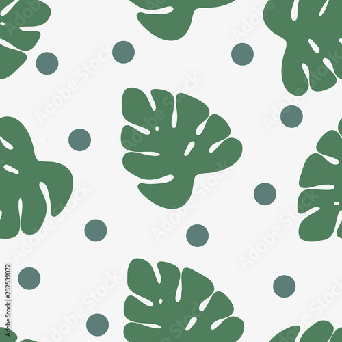 Tropical palm leaves, jungle leaves seamless vector floral pattern background