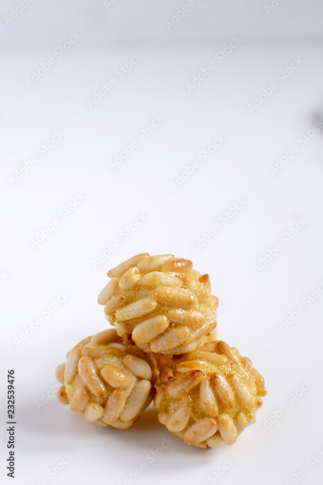 Panellets - typical catalan marzipan dessert for All Saints day Panellets - typical catalan marzipan dessert for All Saints day