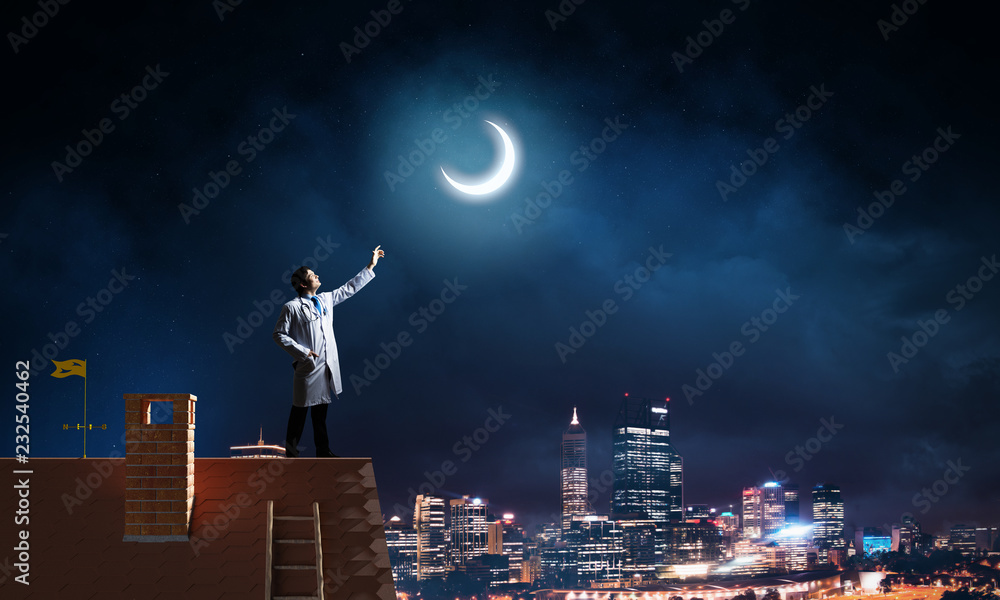 Confident doctor on the city guard Confident doctor on the city guard