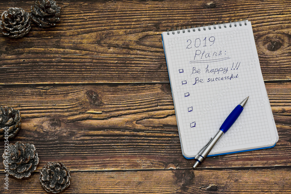 new year 2019 christmas greeting card on old wooden table background. space for text new year 2019 christmas greeting card on old wooden table background. space for text