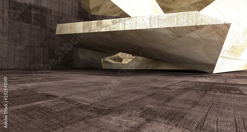 Abstract white and concrete interior. 3D illustration and rendering.