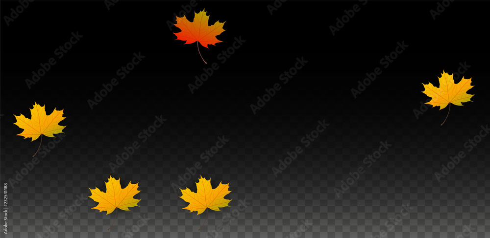 September Vector Background with Golden Falling Leaves. Autumn Illustration with Maple Red, Orange, Yellow Foliage. Isolated Leaf on Transparent Background. Bright Swirl. Suitable for Posters. September Vector Background with Golden Falling Leaves. Autumn Illustration with Maple Red, Orange, Yellow Foliage. Isolated Leaf on Transparent Background. Bright Swirl. Suitable for Posters.