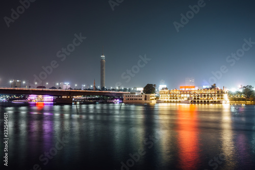 Cairo nile river at night