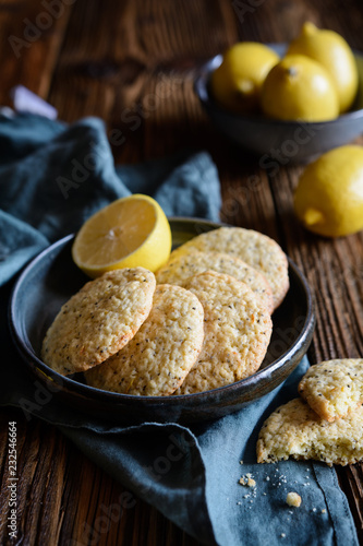 Homemade lemon cookies with chia seeds