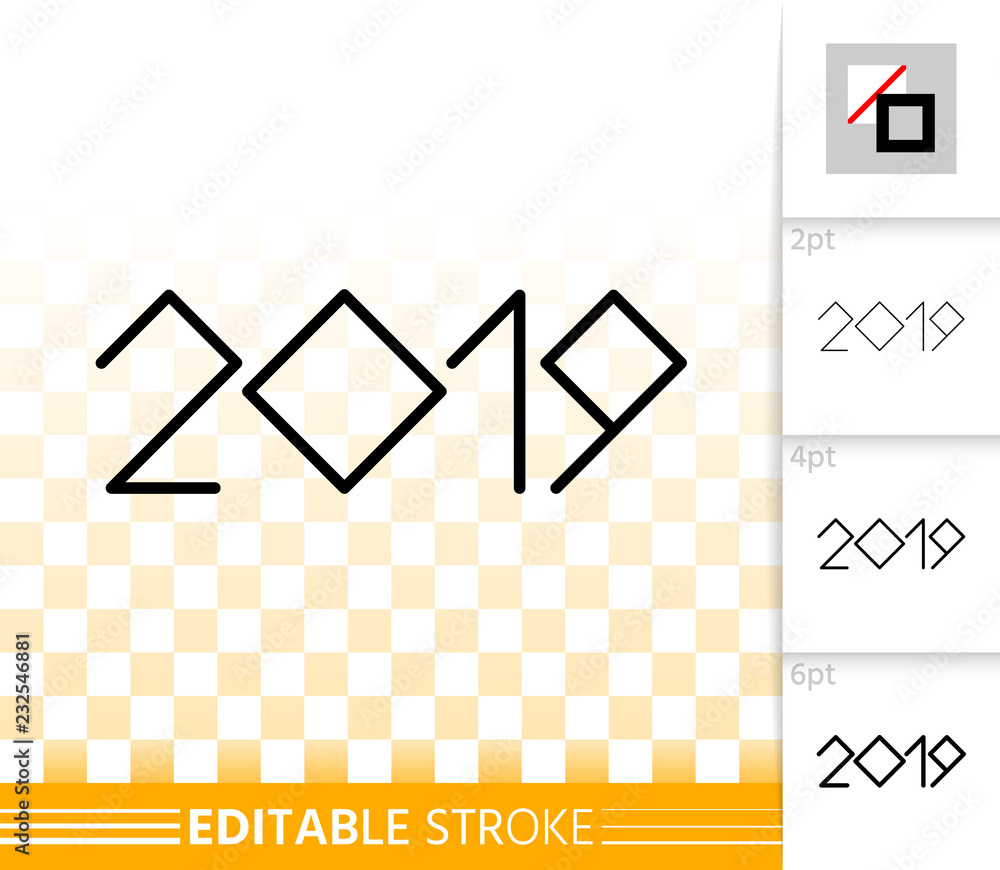 2019 year numeric simple black line vector icon 2019 year numeric simple black line vector icon