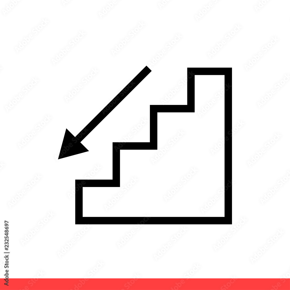 Downstairs icon, vector illustration Downstairs icon, vector illustration
