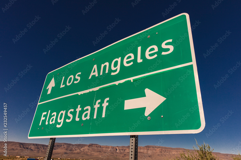 Sign to Los Angeles and Flagstaff Arizona
