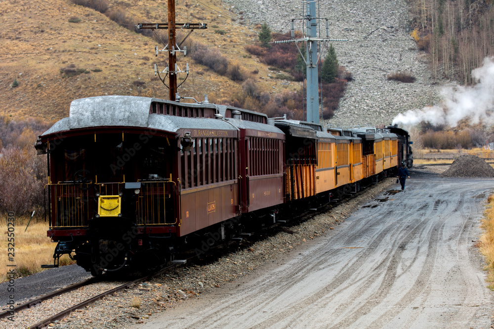 Obraz premium Durango & Silverton Colorado Narrow Gage Railroad in Silverton Colorado