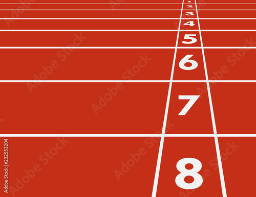 Horizontal racing track lines with numbers in the stadium for race competition from start position vector illustration