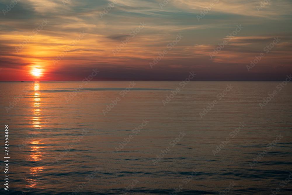 Sunsetting on North Sea off Norway