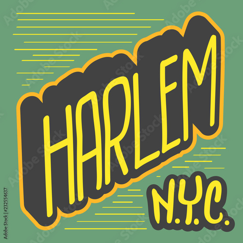 Harlem New York Usa  Label Sign  Logo Hand Drawn Lettering for t shirt or sticker Vector Image