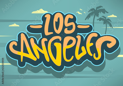 Los Angeles California Label Sign Logo Hand Drawn Lettering Modern Calligraphy for t shirt or sticker Vector Image