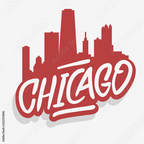 Chicago Illinois Usa Cityscape City Skyline Urban Label Sign  Logo  for t shirt or sticker Vector Image