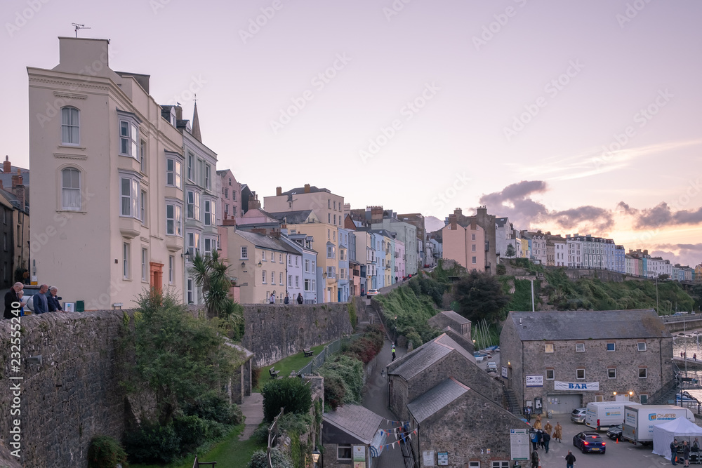 The beautiful town of Tenby Wales during sunset