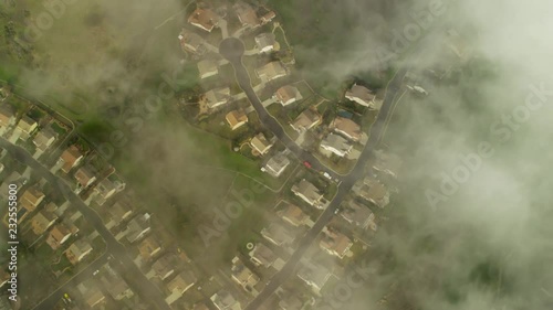 Aerial view of clouds over rural communities in Northern California