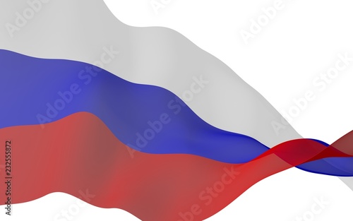 Waving flag of the Russian Federation. The National. State symbol of the Russia. 3D illustration