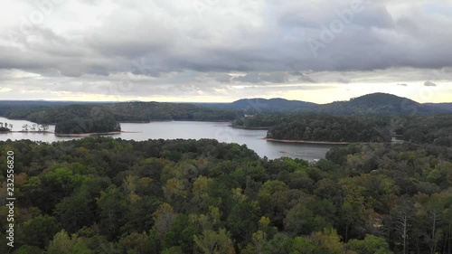 Flying to lake Alatoona just after the sunset during the Fall photo