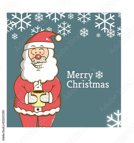 Papá Noel con taza de chocolate
