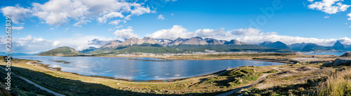 Skyline of Ushuaia with Martial mountains and Beagle Channel, Terra del Fuego, Patagonia, Argentina