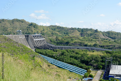 Alfonso Lista, Ifugao, Philippines - May 4, 2017: spillway of Magat hydro electric dam in mountainous Ifugao