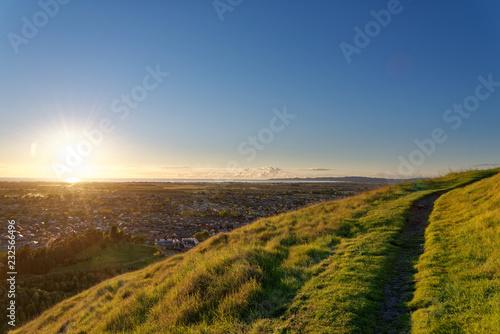 Sunrise over the town of Napier, New Zealand