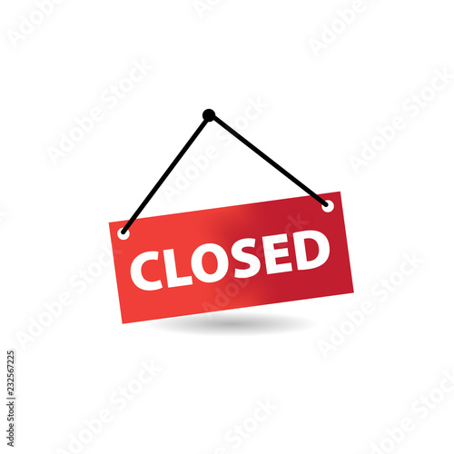 Closed Store Sign for Shop. Simple sign in red color.