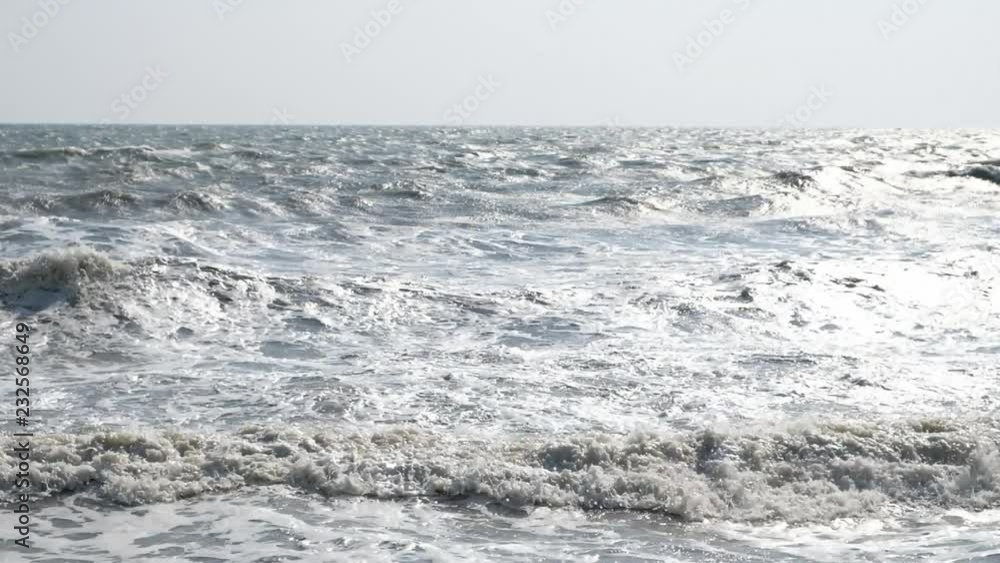 Slow motion big stormy ocean wave bad wind sea winds, full HD. Slow motion big stormy ocean wave bad wind sea winds, full HD.