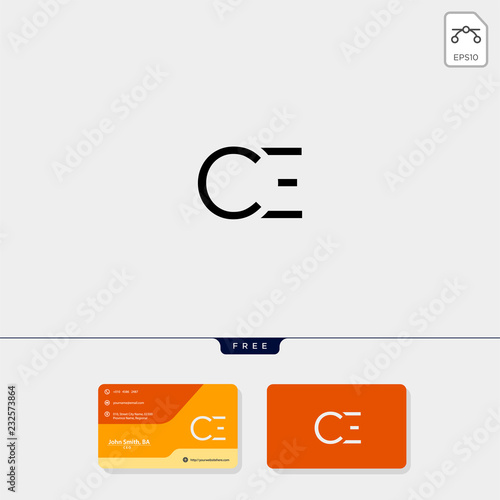 initial CE or EC creative logo template and business card include. vector illustration and logo inspiration