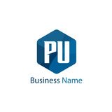Initial letter PU Logo Template Design