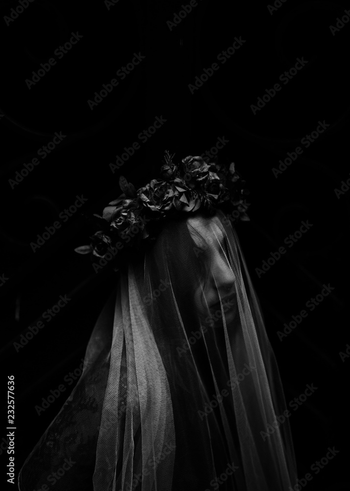 black and white portrait of a gothic woman