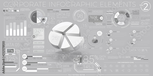 Corporate Infographic Elements In Gray And White