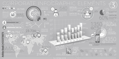 Corporate Infographic Elements In Gray And White