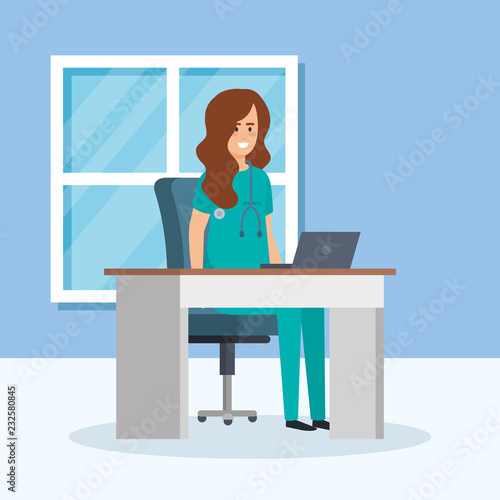 general practitioner in consulting room
