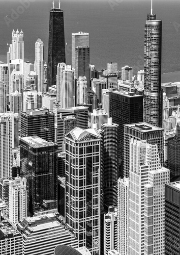 Chicago Aerial view with lake Michigan in the background