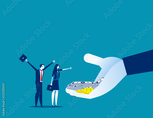 Company offer salaries to employees. Concept business vector illustration, Bonus, Salary up, Growth. photo
